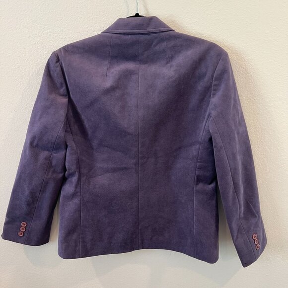 Vintage 80's purple UltraSuede Blazer w Iconic Suede Brooch sz 4 - Picture 2 of 8